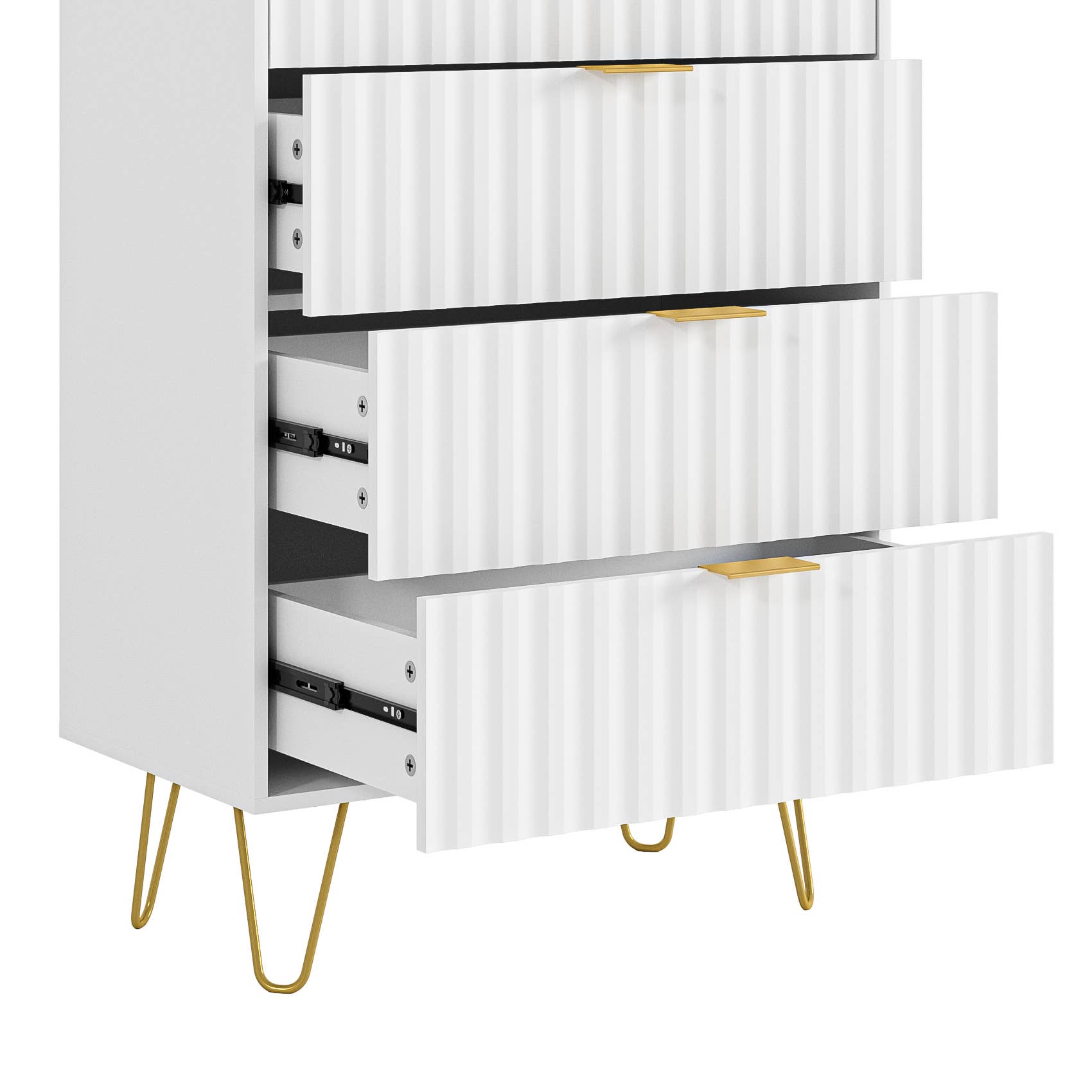 Three Star IM/EX Inc. - Wholesale Cabinet - 35.5X23.5X13.5 4 DRAWER WHITE CURIO3