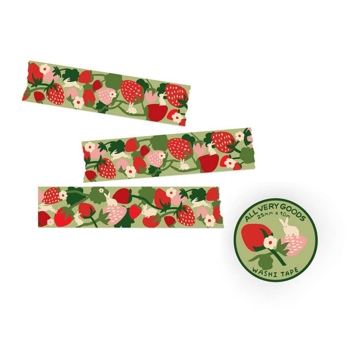 Washi Tape - Strawberry Garden for wholesale by All Very Goods
