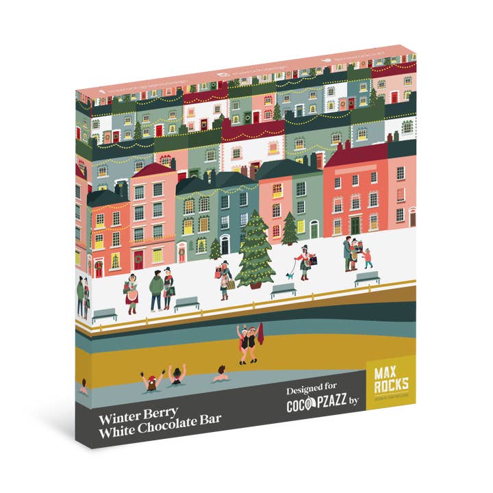 Christmas Max Rocks Winter Berry White Chocolate Bar 80g for wholesale by Coco Pzazz