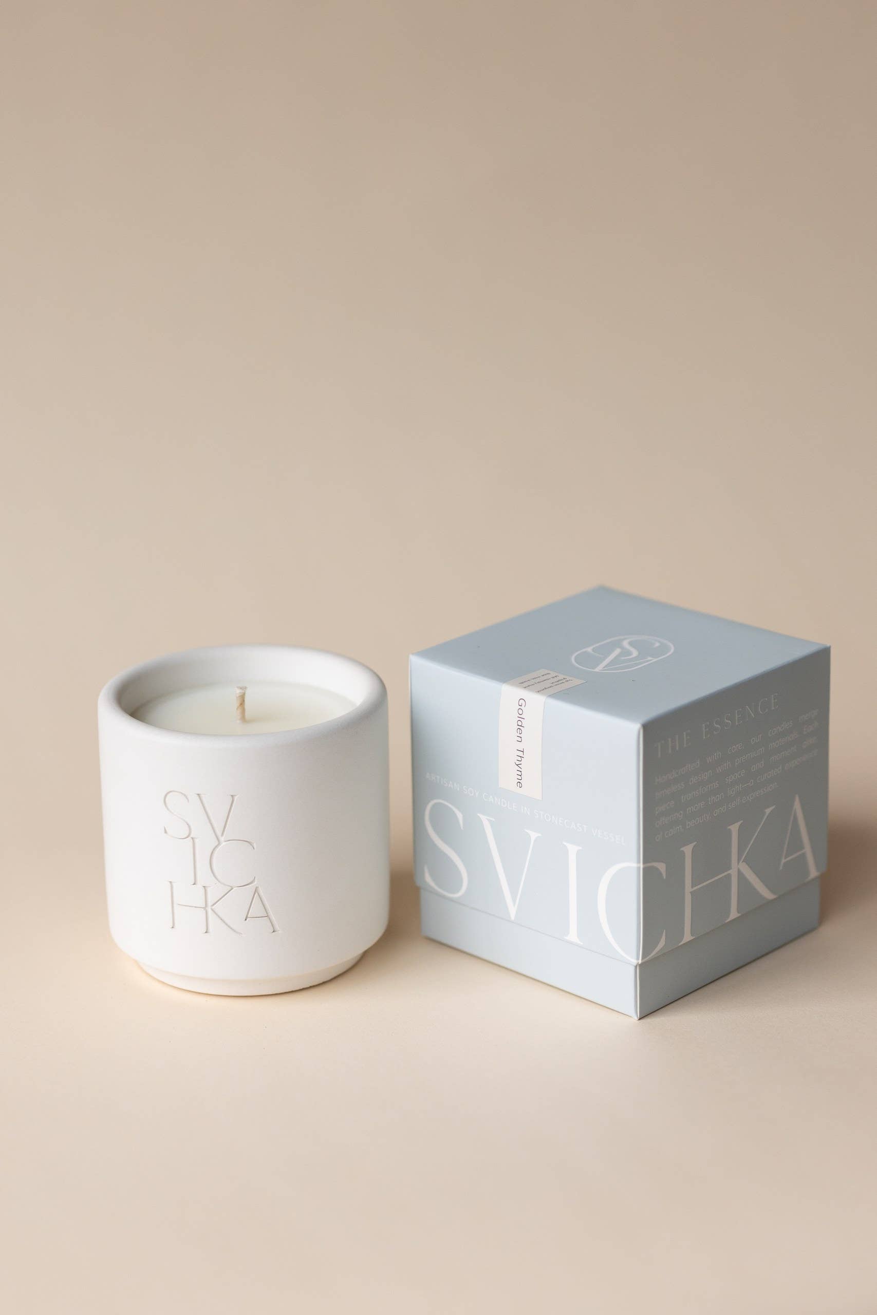 SVICHKA - Wholesale Jar/Filled Candle - Ivory White Candle in Artisan Concrete Jar — Golden Thyme1
