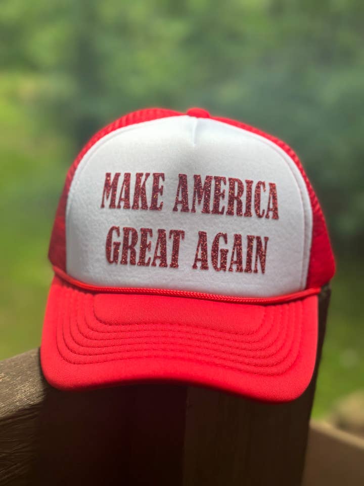 Make America Great Again Trucker Hat | Trending Ball Cap | Glitter Snapback| One Size Fits All for wholesale by Route 54 Apparel
