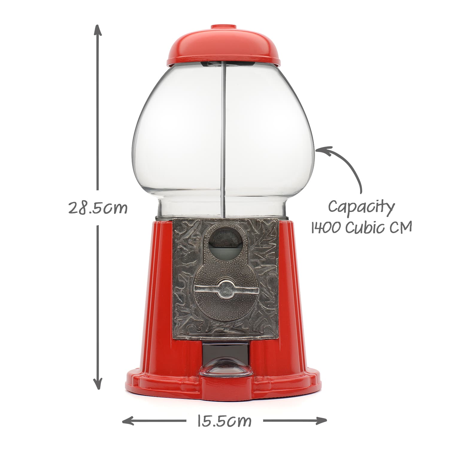 Wholesale Gifts Tomorrow – wholesale Tuggummi – Retro Godismaskin med Myntautomat 28 cm | Metall och Glasdispenser2
