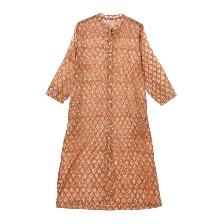 ABRACOLORS - Wholesale Dress - Women's - Ocher floral shirt dress1