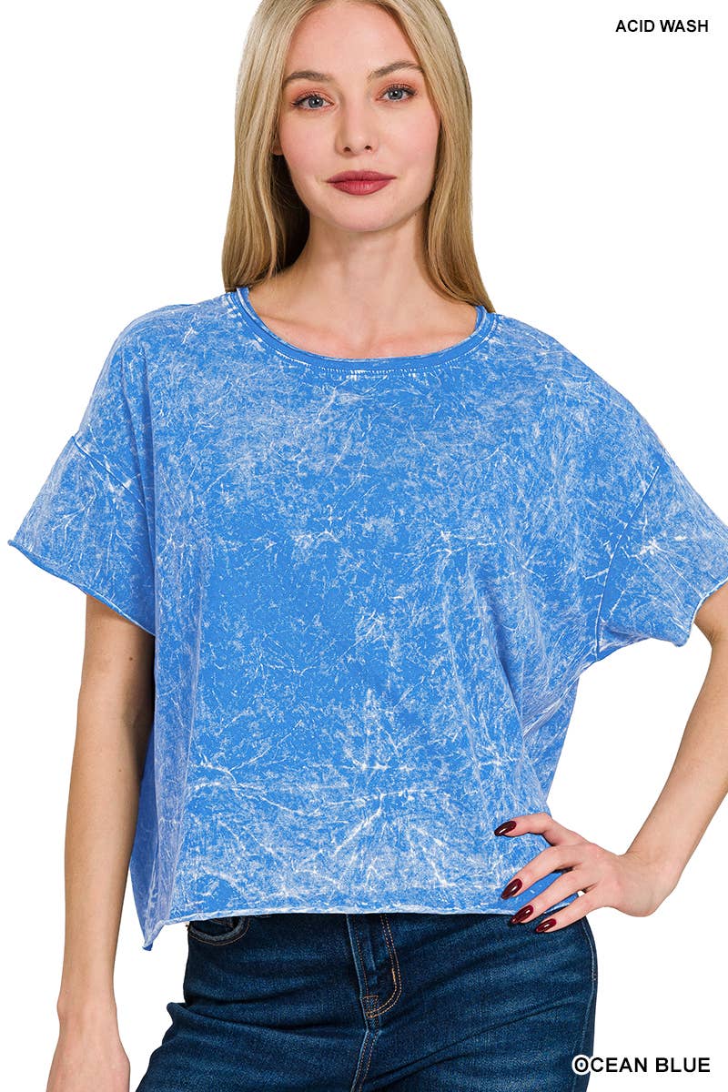 42POPS - Wholesale Knit Top - Women's - `.Washed Crew Neck Crop TShirt10