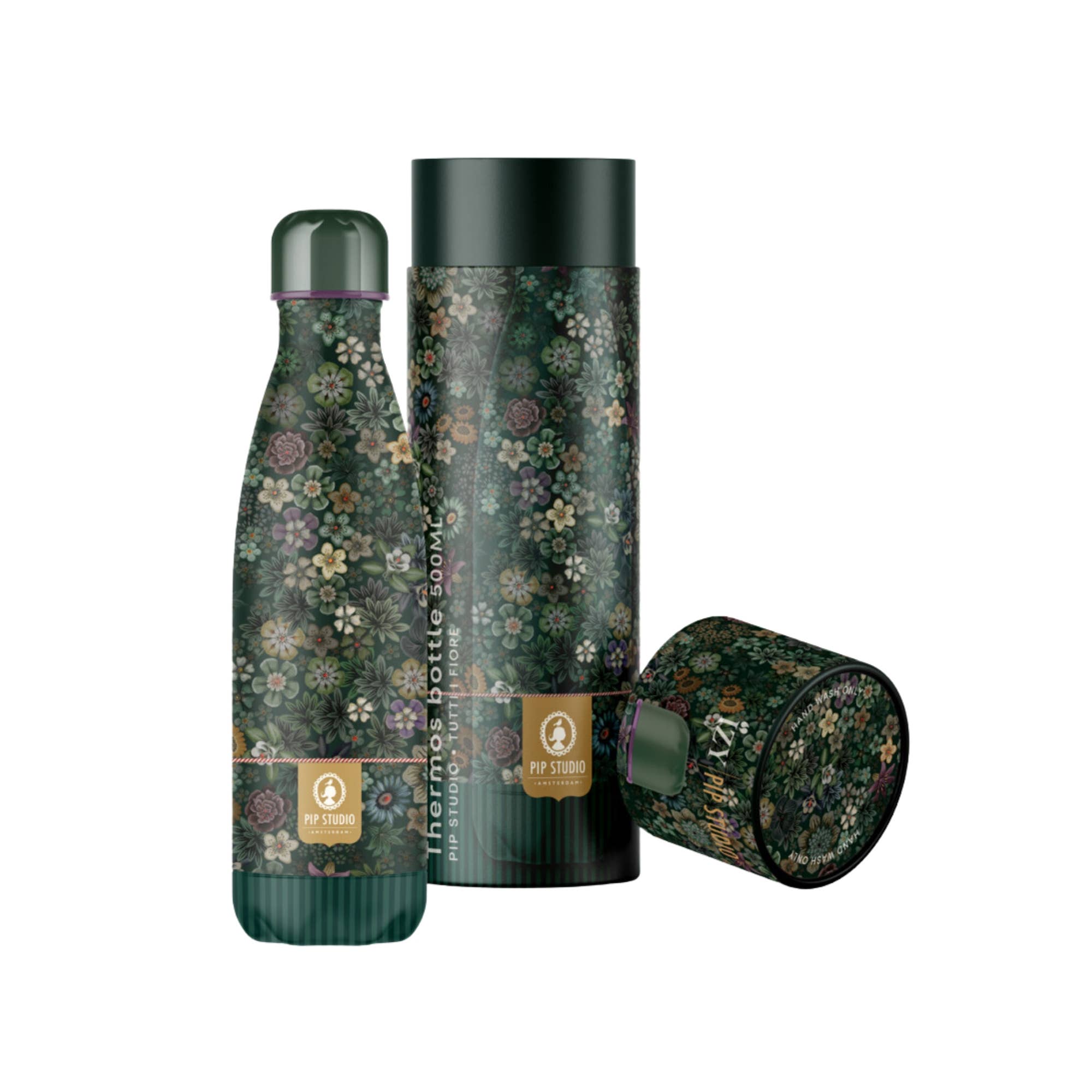 Izy - Wholesale Water Bottle - Pip Studio Insulated Bottle - Tutti i Fiore Green - 500ml