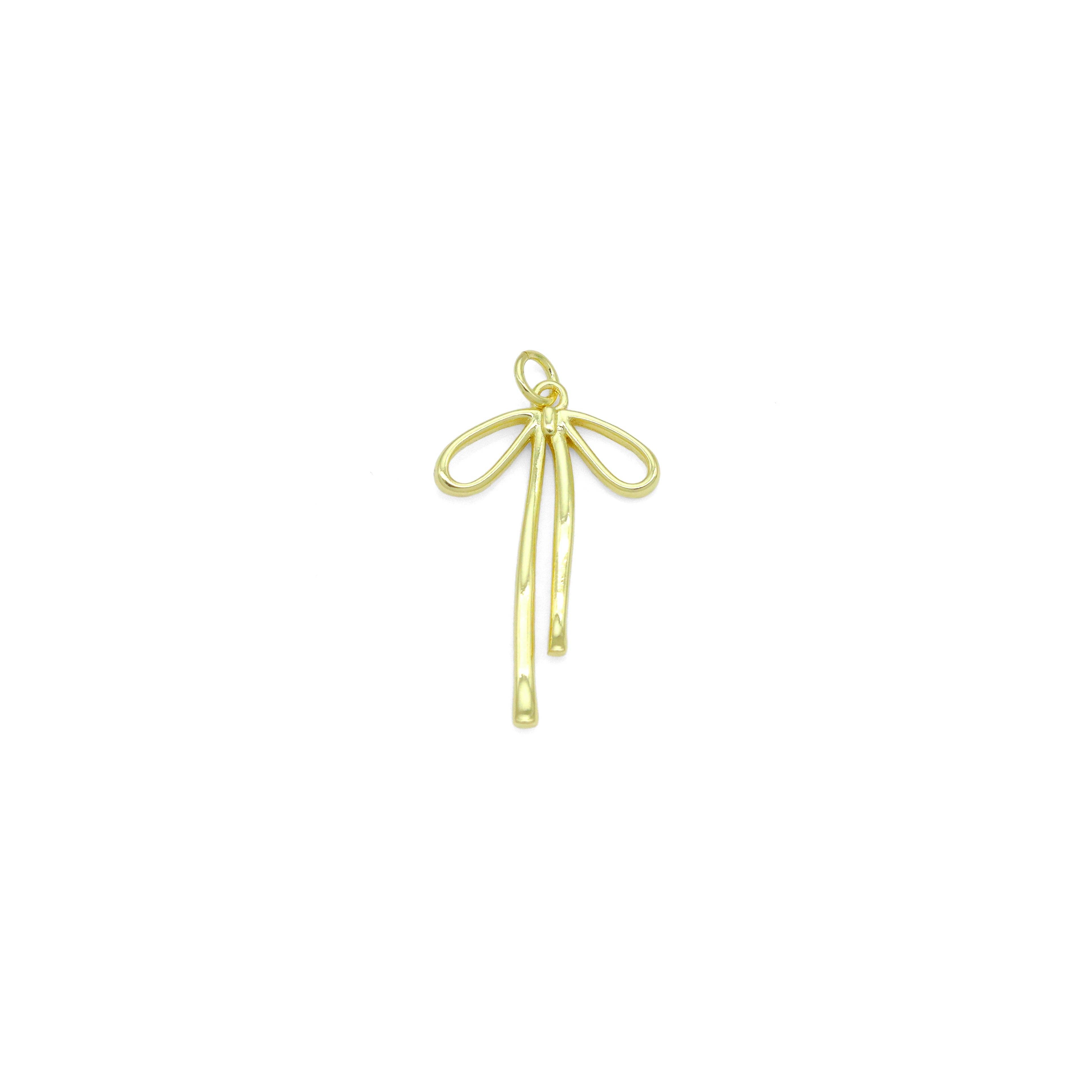 BestBeads&Beyond – Engroshandel Vedhæng/charm – Guld Bowknot Shape Charm vedhæng, Sku #LK10520