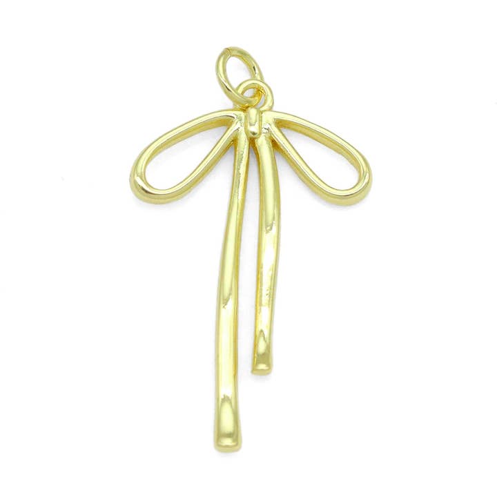 Guld Bowknot Shape Charm-hängsmycke, Sku #LK1052 för wholesale av BestBeads&Beyond