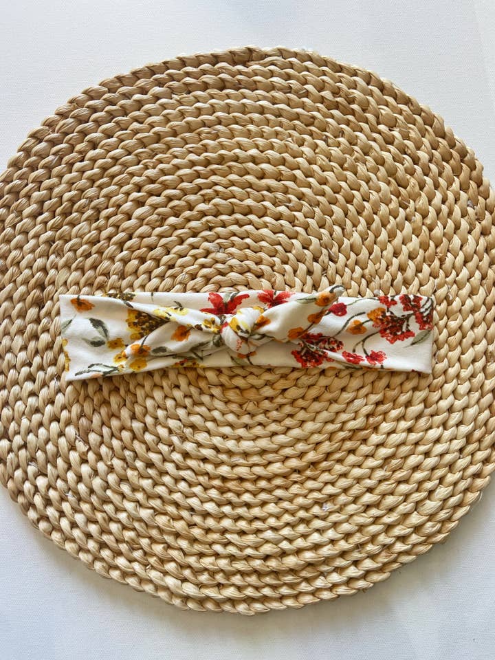 Ivory floral knot headband for wholesale by Twig + Roe
