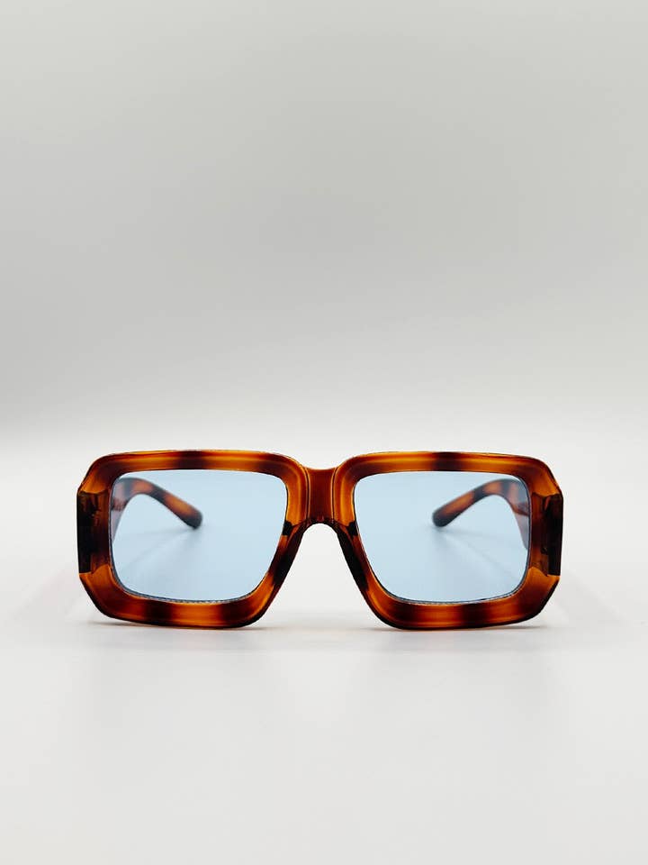 Oversized Square Frame Sunglasses In Brown Stripe for wholesale by AFA COLLECTIVE