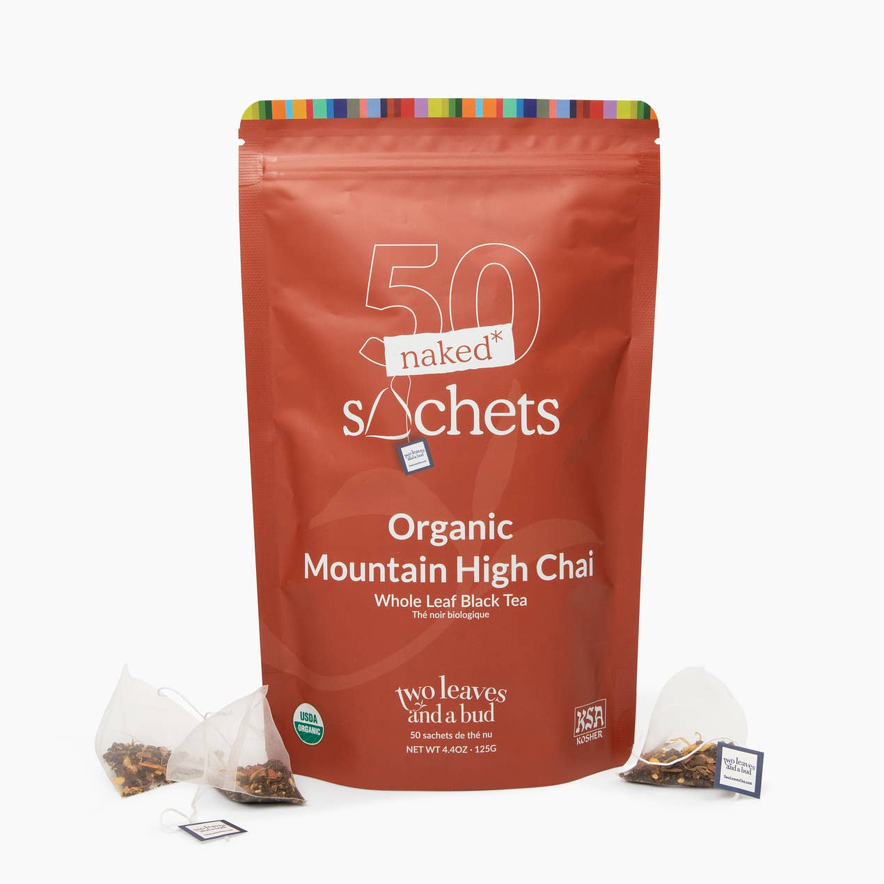 Two Leaves and a Bud - Wholesale Tea Bags - Organic Mountain High Chai - 50 Naked Tea Sachets0