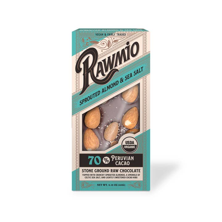 Windy City Organics – wholesale Chokladkaka – Grodda mandel & havssalt rå choklad Bark