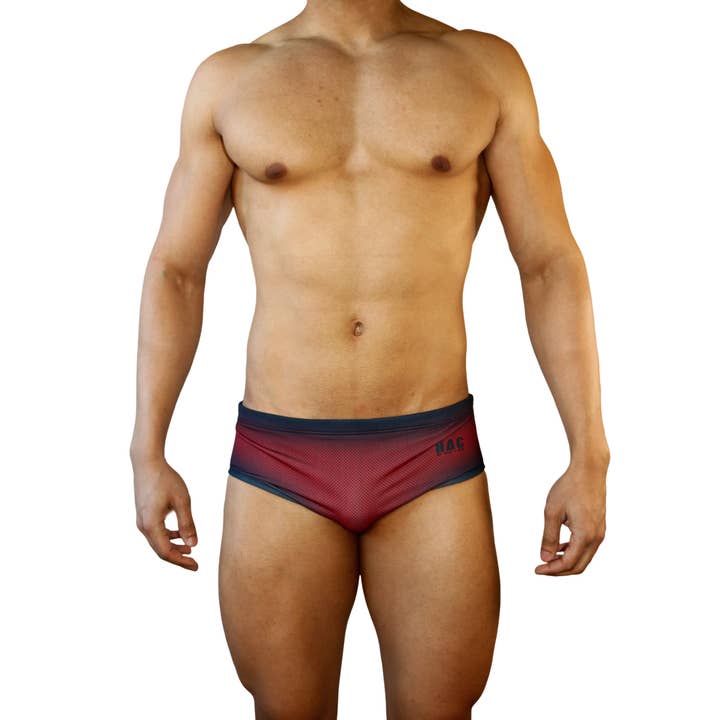 Mens Vintage Cut Swim Brief - Röd Ballistisk för wholesale av HAC Swim