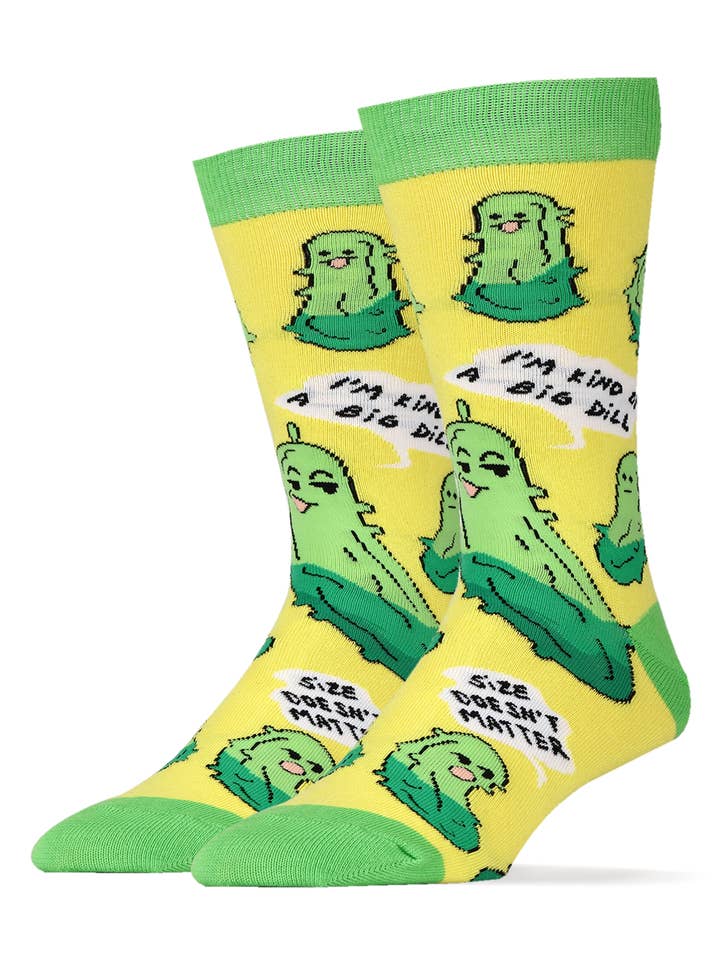 Oooh Yeah/Sock It Up/Oooh Geez Slippers - Wholesale Socks - Men's - Big Dill | Men's Cotton Crew Funny Pickle Socks