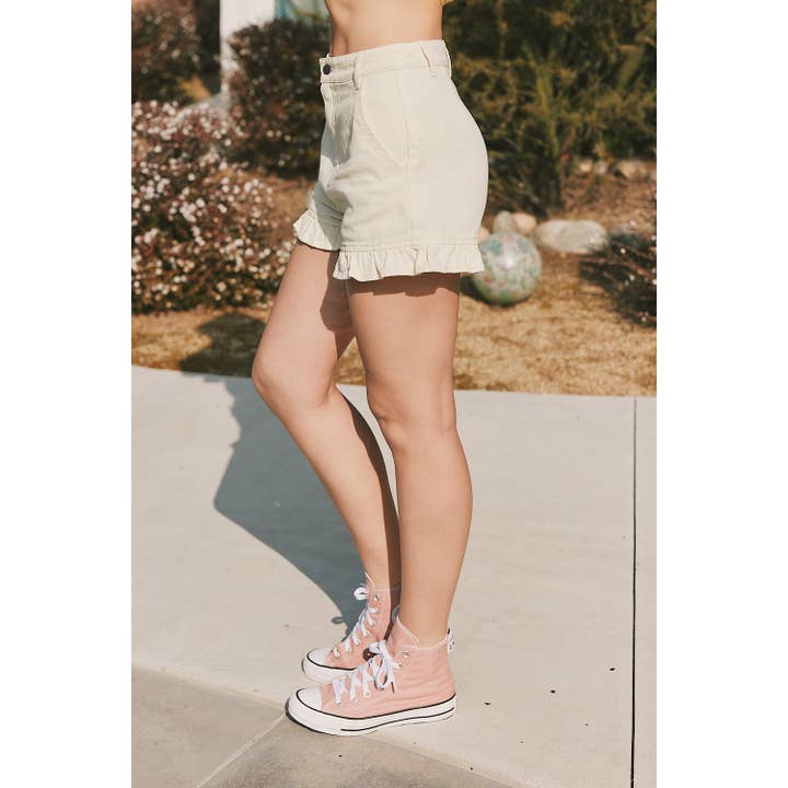 idem ditto – wholesale Shorts – Women’s – RUFFLED HEM COTTON SHORTS WITH POCKETS1