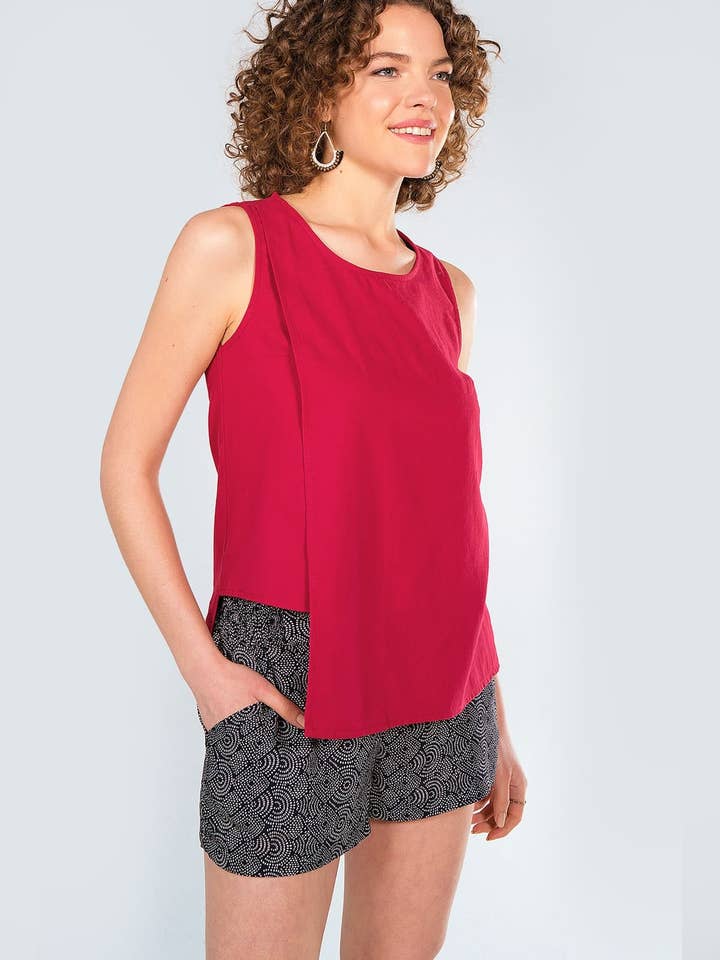 Asymmetrisk bomullstopp i vinrött för wholesale av BohoClandestino