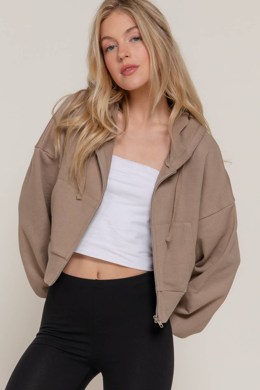 Active Basic | Active USA - Vente Sweat à capuche – femme - Veste à capuche zippée manches longues en French Terry20