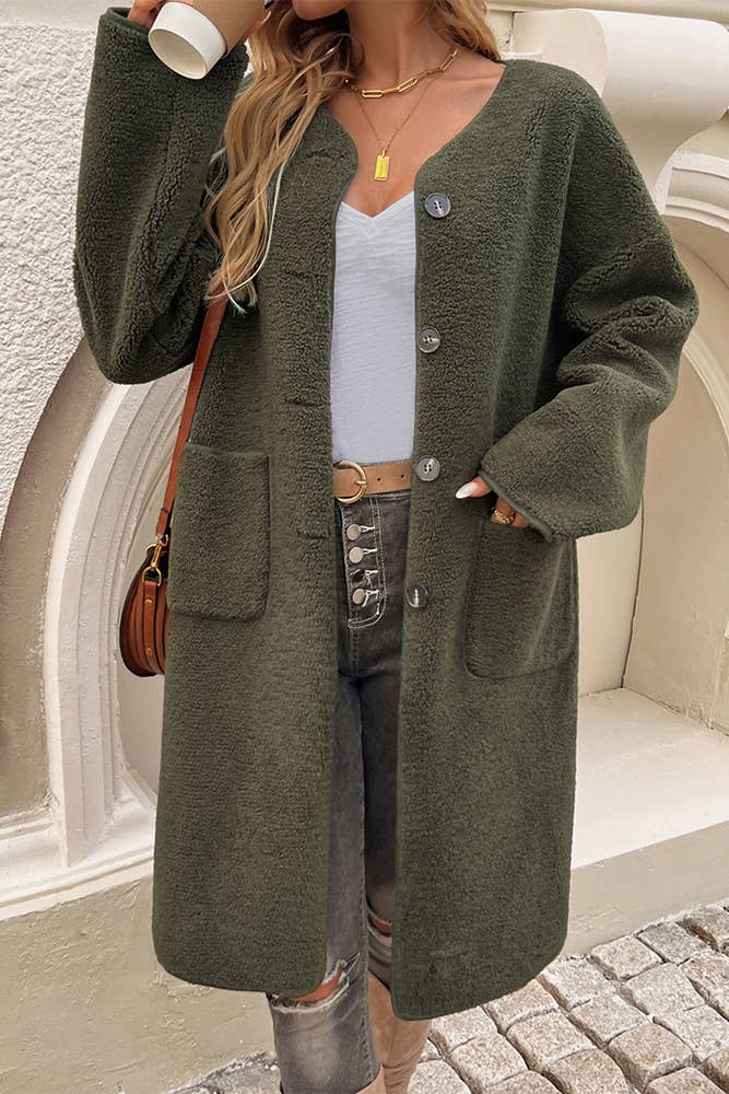 Aprikosen Fleecemantel mit offenen Fronttaschen DY204 für den Großhandel auf Faire9