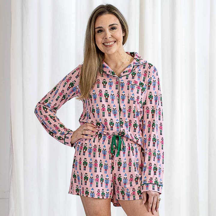 The Royal Standard - Wholesale Sleepwear Bottom - Women's - Nutcracker March Sleep Shorts Light Pink/Multi -Asst.