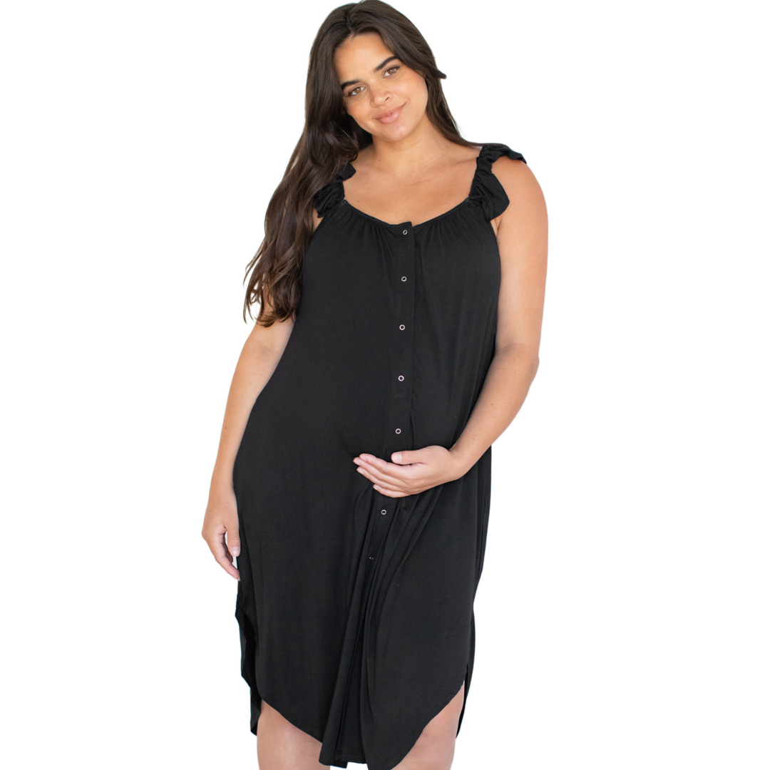Kindred Bravely - Wholesale Dress - Maternity - Ruffle Strap Labor & Delivery Gown16