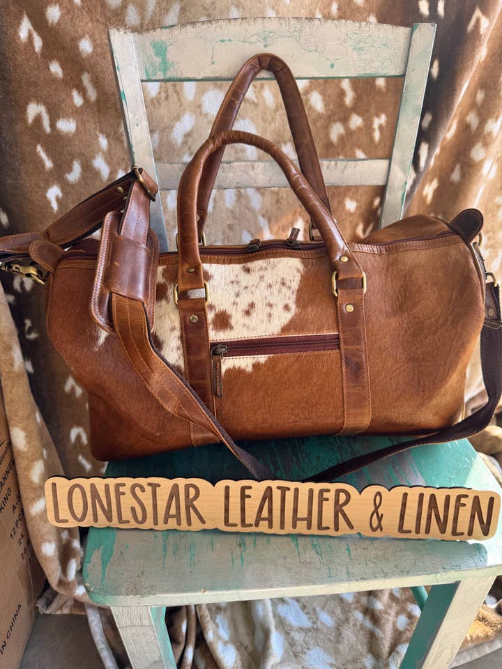 Beige Rød Koskind Duffle Weekendtaske for engroshandel hos Broads Market