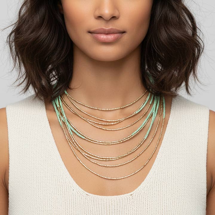 Sensibling Corp. - Wholesale Bib Necklace - Beaded Multi Layered Bib Necklace0