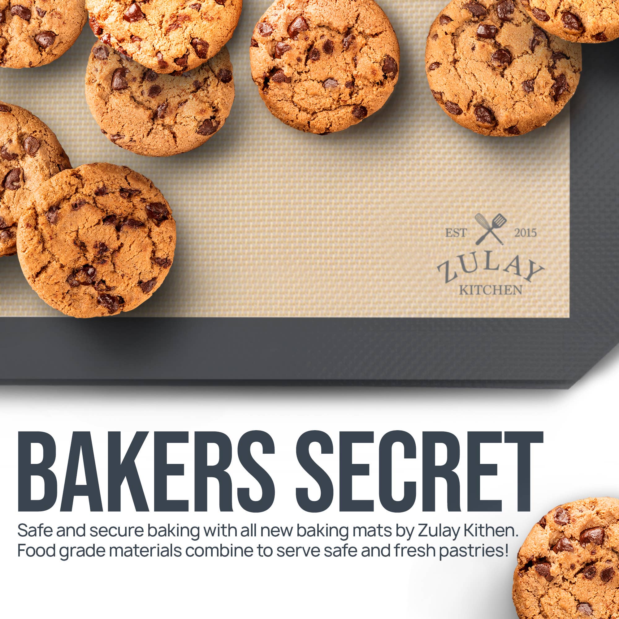 Zulay Kitchen - Vente Feuille/plaque de cuisson - Lot de 2 tapis de cuisson en silicone 42 x 29,5 cm antiadhésifs réutilisables3