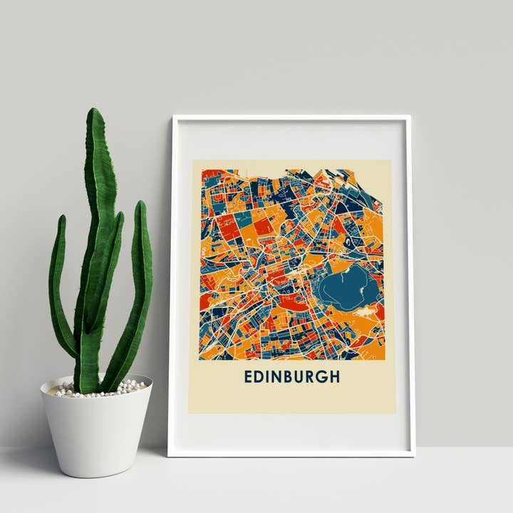 11" x 14" Prussian Edinburgh Map Print - Chroma Style for wholesale by ILIKEMAPS