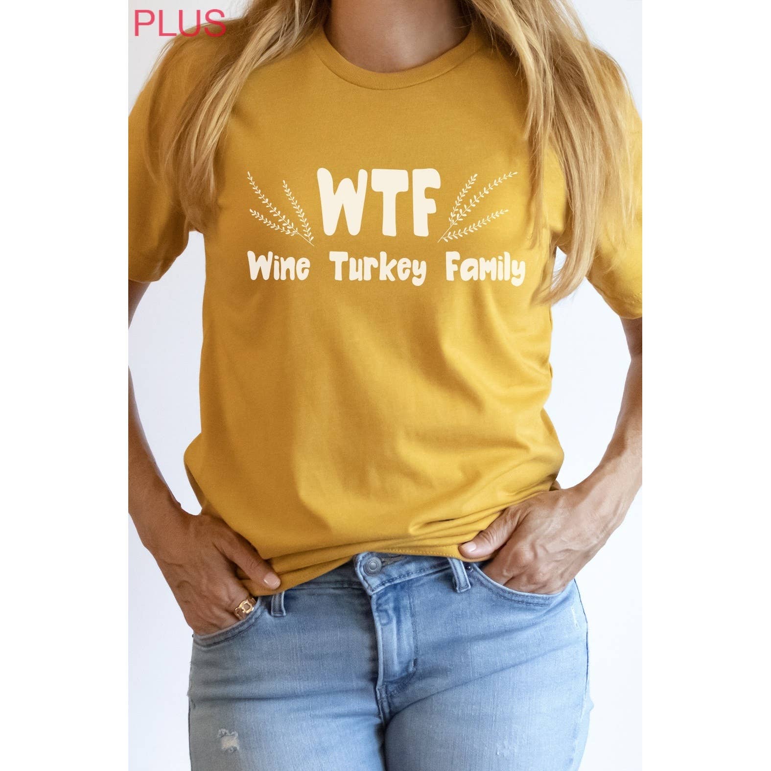 Kissed Apparel – wholesale Screen printed t-shirt – Women′s – WTF Wine Turkey Family Fall PLUS Graphic Tee5