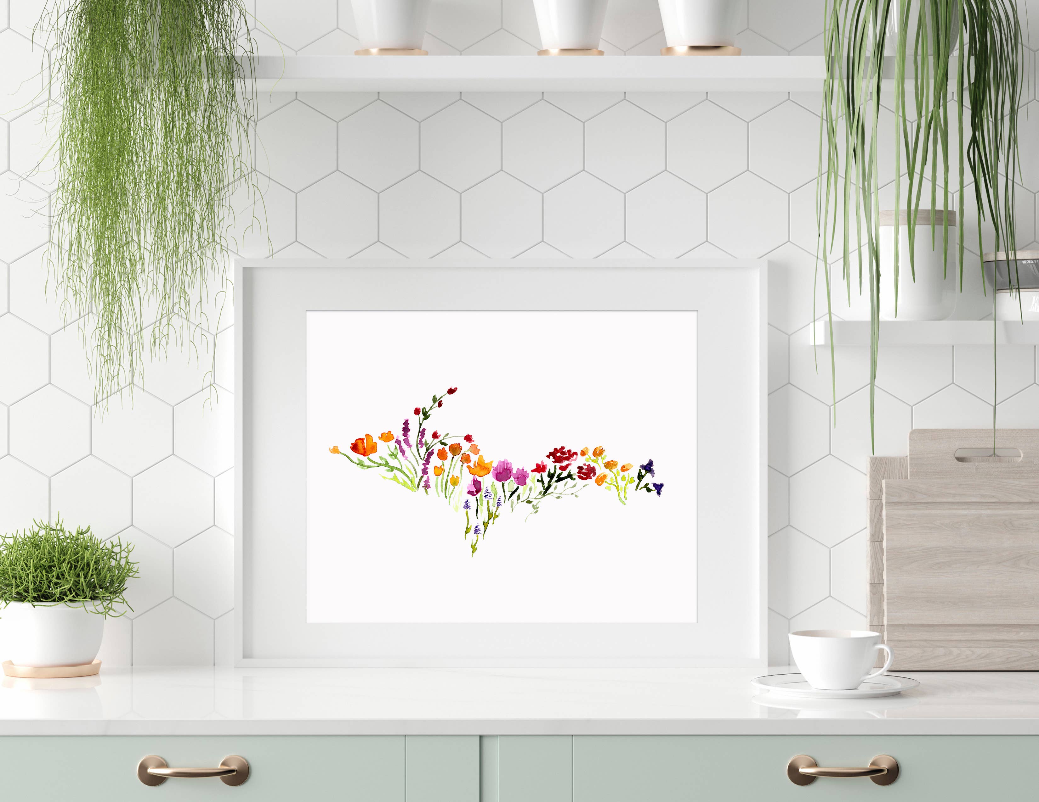 NorthHouse Creative Co. - Wholesale Art Print - Floral Michigan U.P. Watercolor Artwork Print1