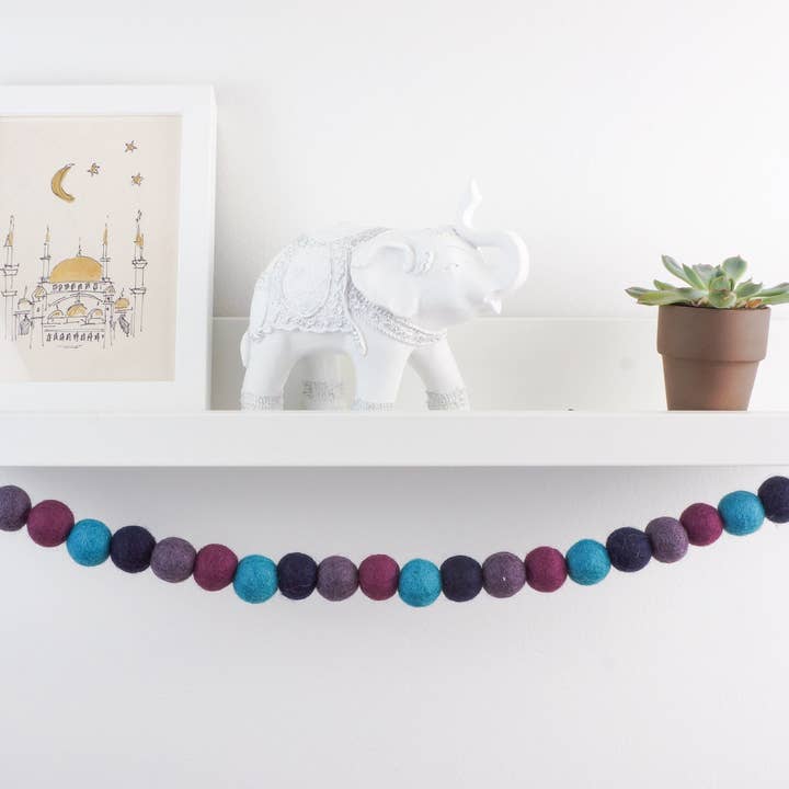 AKUKU - Wholesale Bunting/garland - Pom Pom Garland. Eid Mubarak. Eid Decoration. Ramadan Decoration. Felt Balls Garland. Felt Pompom Garland. Ramadan Decor2