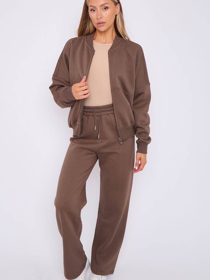 AX Labels - Wholesale Top & Pant Set (NOT Loungewear) - Women's - Oversized Bomber Style Fleece Zipper Co-ord65