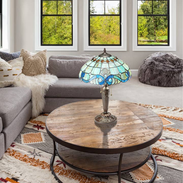 River of Goods - Wholesale Accent/Desk Lamp - Baroque Stained Glass Table Lamp with Cabochons5