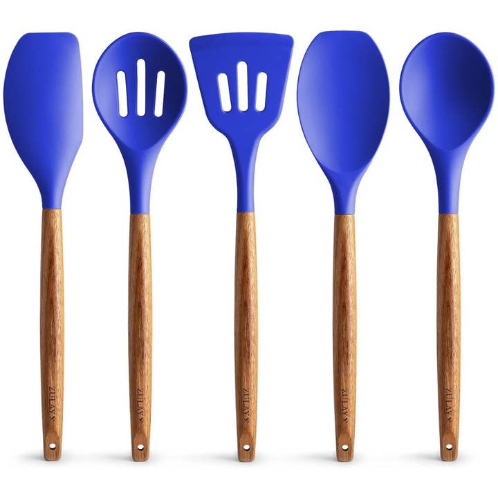 Zulay Kitchen – wholesale Köksredskapsset – 5-delars silikon redskap set med trähandtag