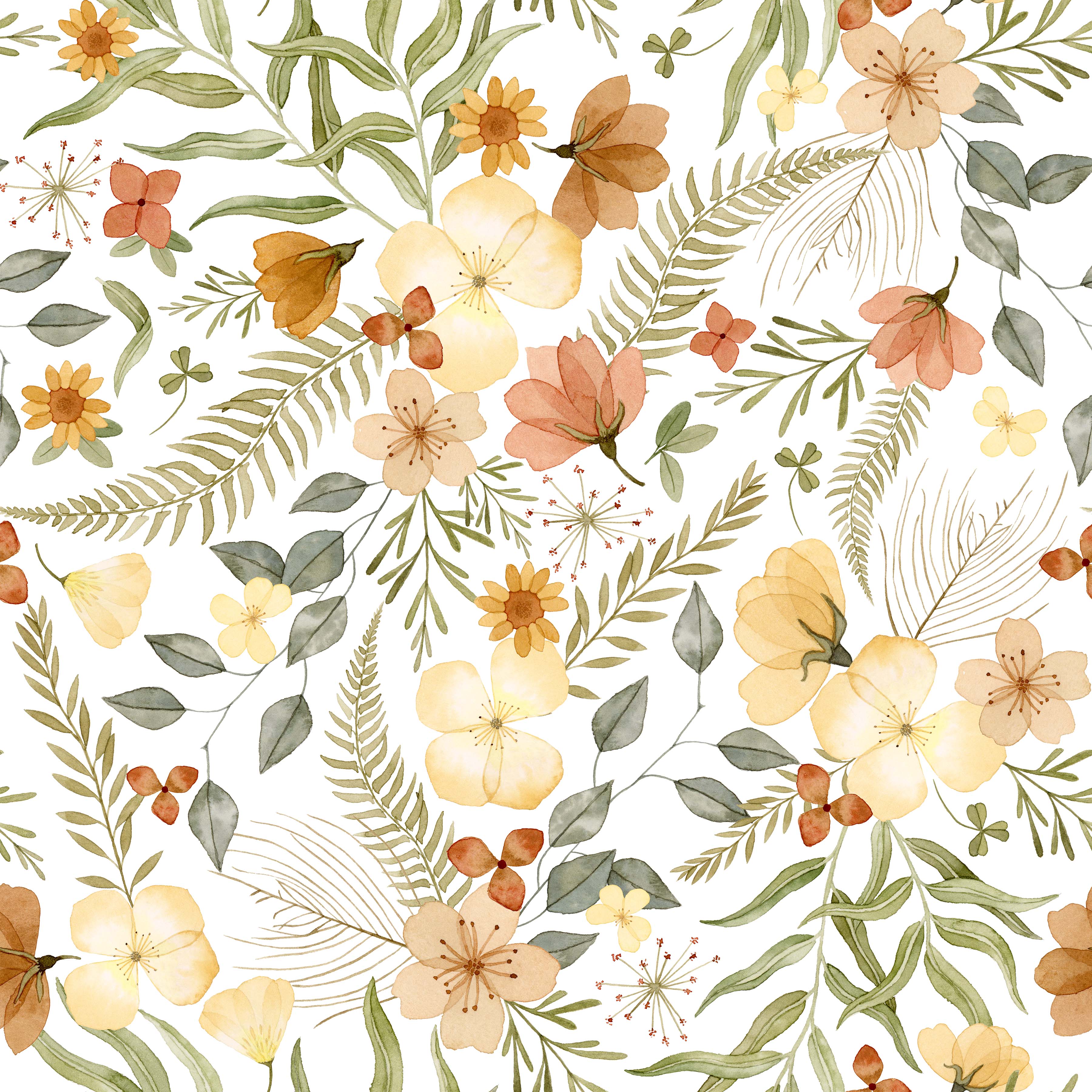 Kourtni Gunn Art - Vendita all'ingrosso Copertina avvolgente - Neonati - Coperta per neonati floreale autunnale | Coperta avvolgente in mussola Fern3