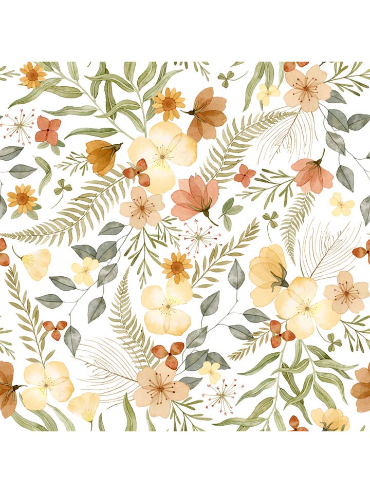 Kourtni Gunn Art - Wholesale Swaddle - Baby - Fall Floral Baby Blanket | Fern Muslin Swaddle Blanket3