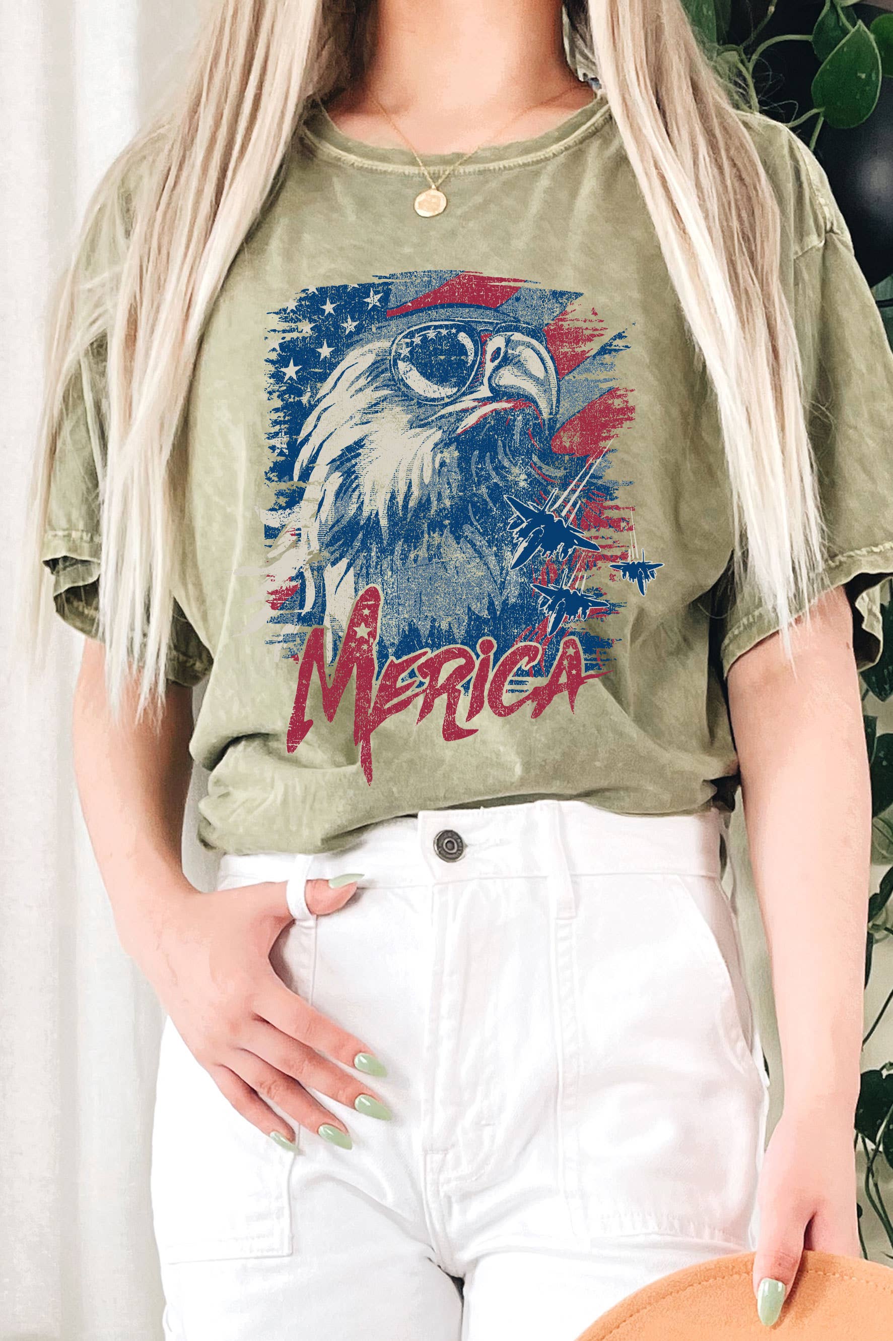 Rustee Clothing - Vente T-shirt sérigraphié – femme - HAUT COURT LONG À MOTIF MINÉRAL MERICA EAGLE8