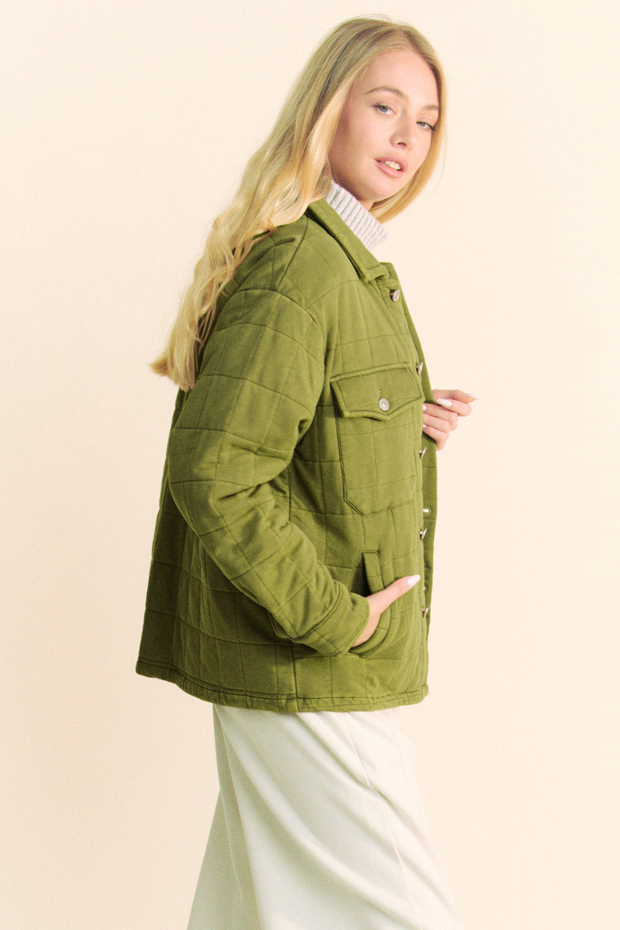 Davi & Dani - Wholesale Jacket - Women's - PLUS POCKET BUTTON FRONT SHACKET SHIRT JACKET16