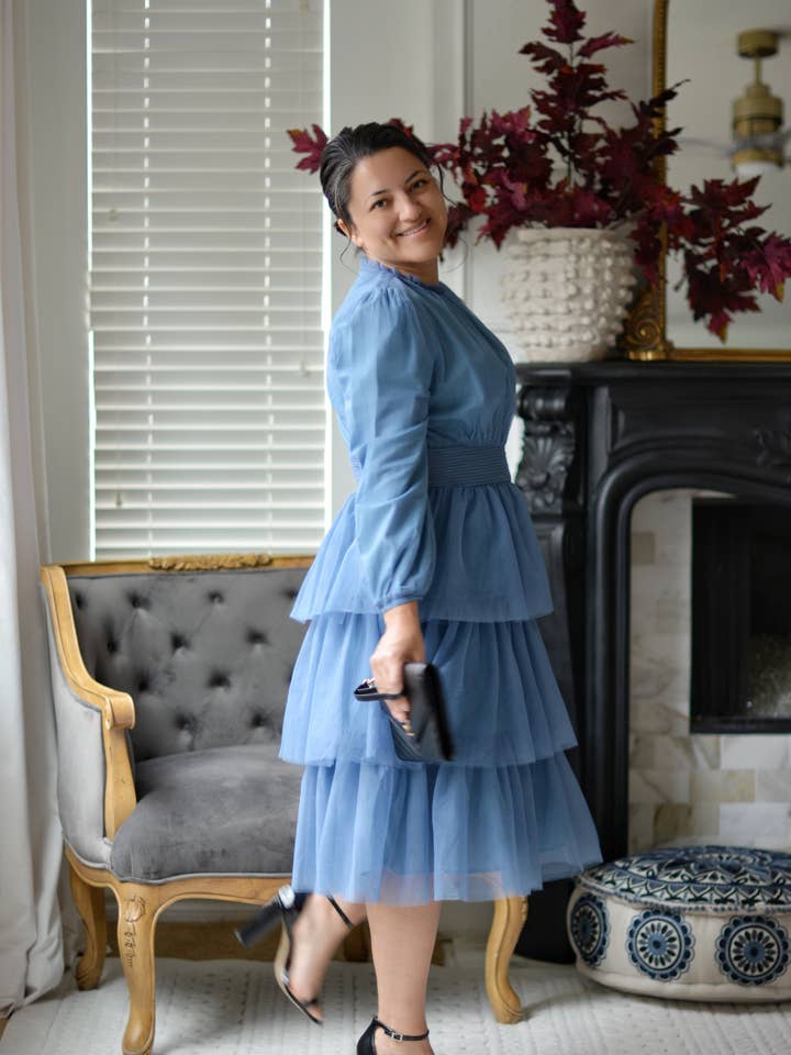 Prague Warm Blue Tulle Dress for wholesale by Skirt Society