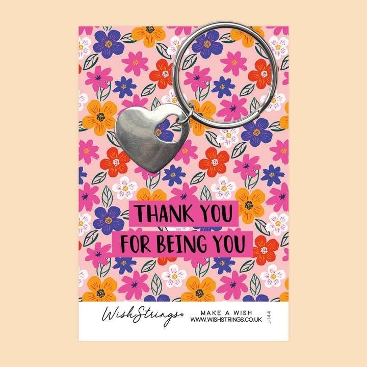 THANK YOU FOR BEING YOU - Heart Keyring - J144 for wholesale by WishStrings