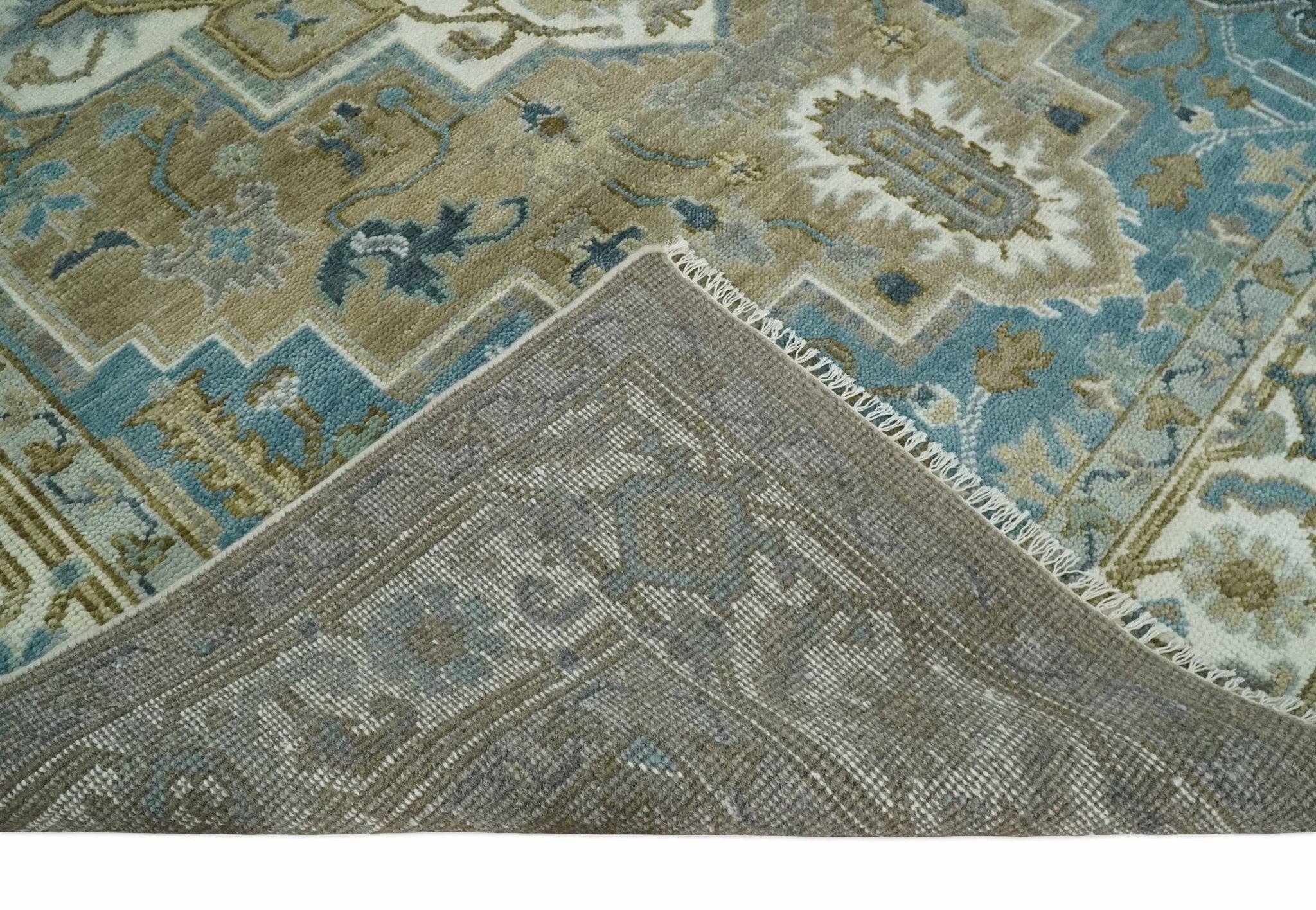 The Rug Decor, Inc. - Vente Tapis - Tapis en laine traditionnel sur mesure de couleur camel, bleu et ivoire6