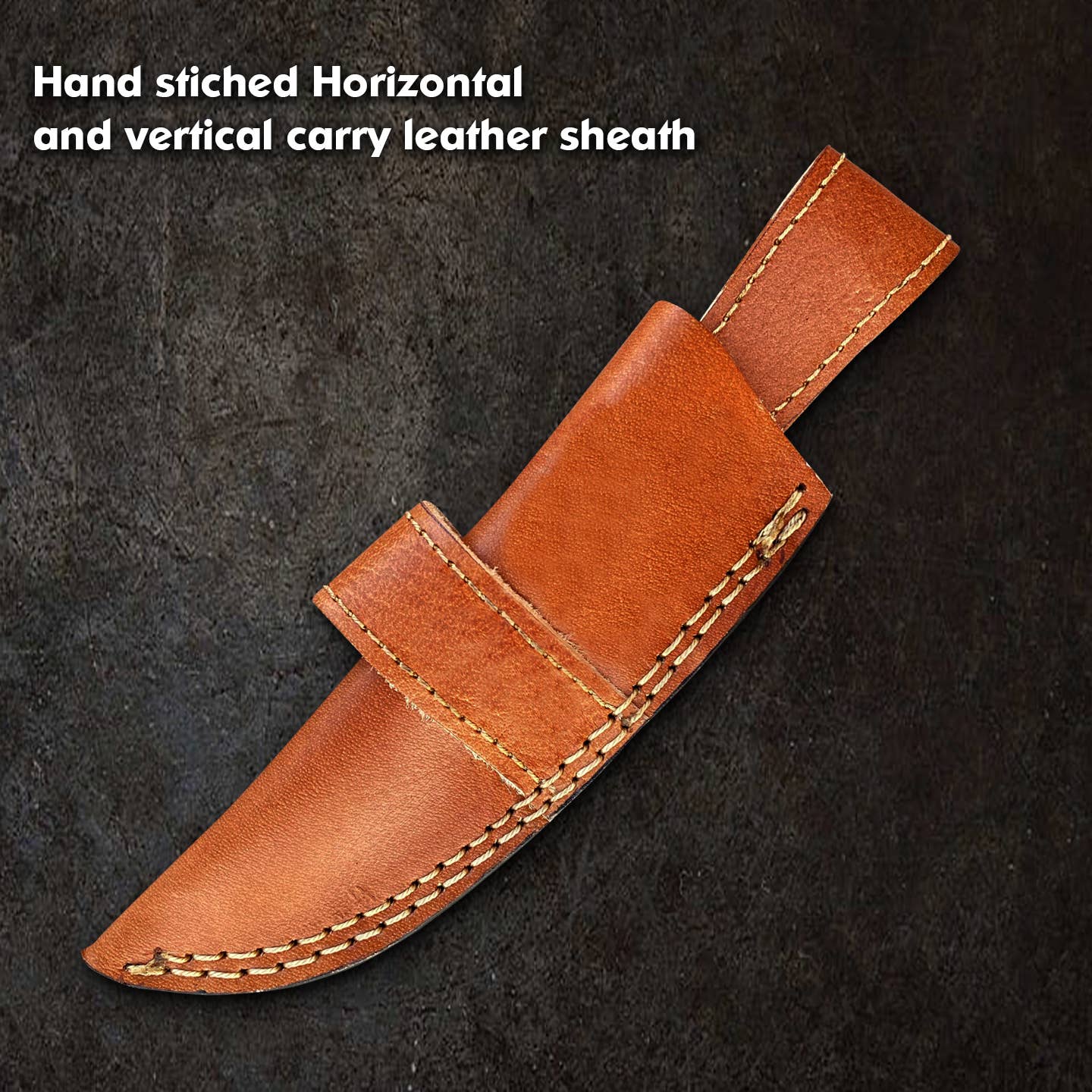 FH KNIVES - Wholesale Pocket Knife/Holder - 8' Handmade damascus steel knife with leather sheath3