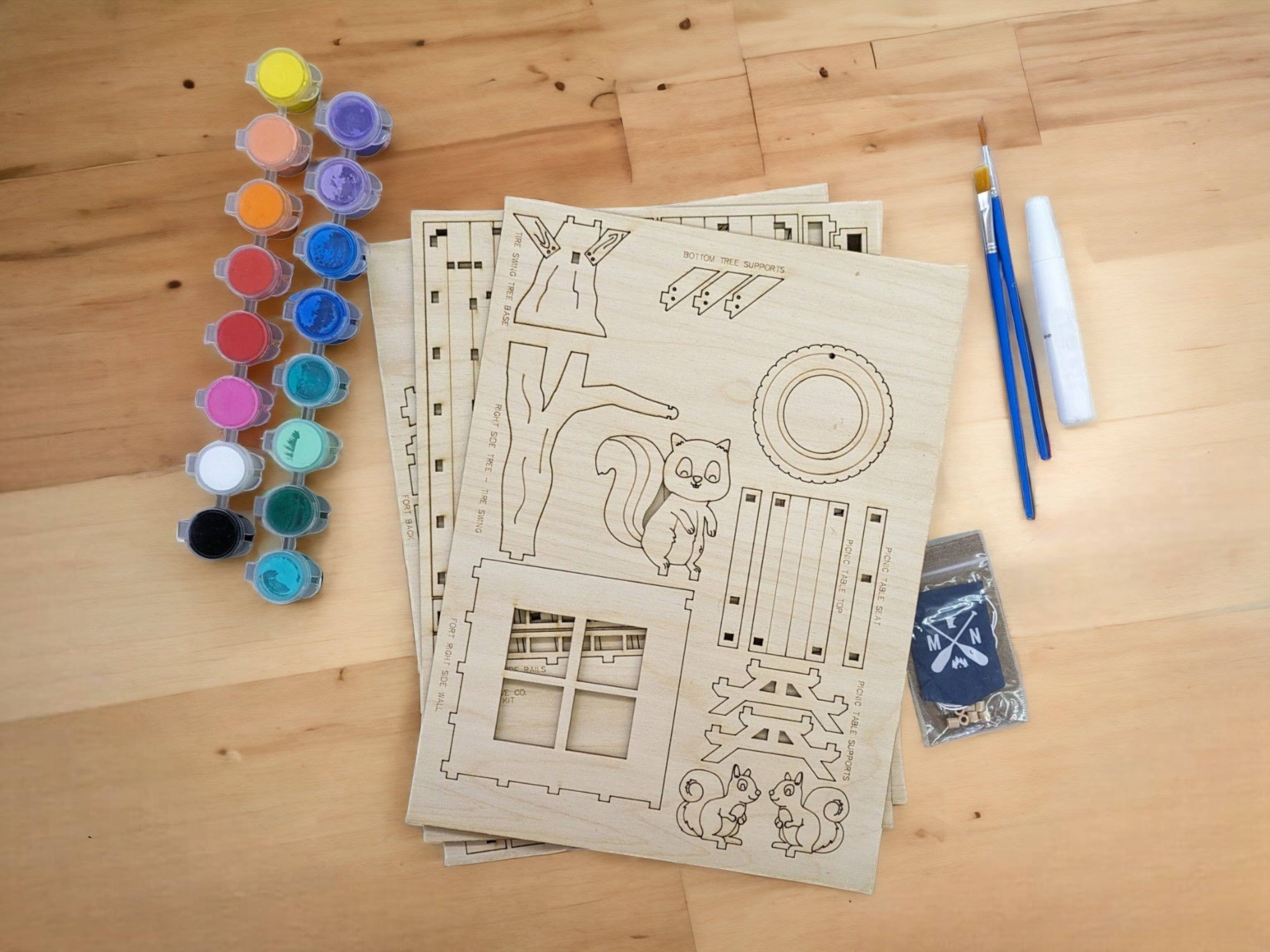 Woodsy Creative Co. - Wholesale DIY Craft Kit - Squirrel Treehouse 3D paintable DIY Kit3