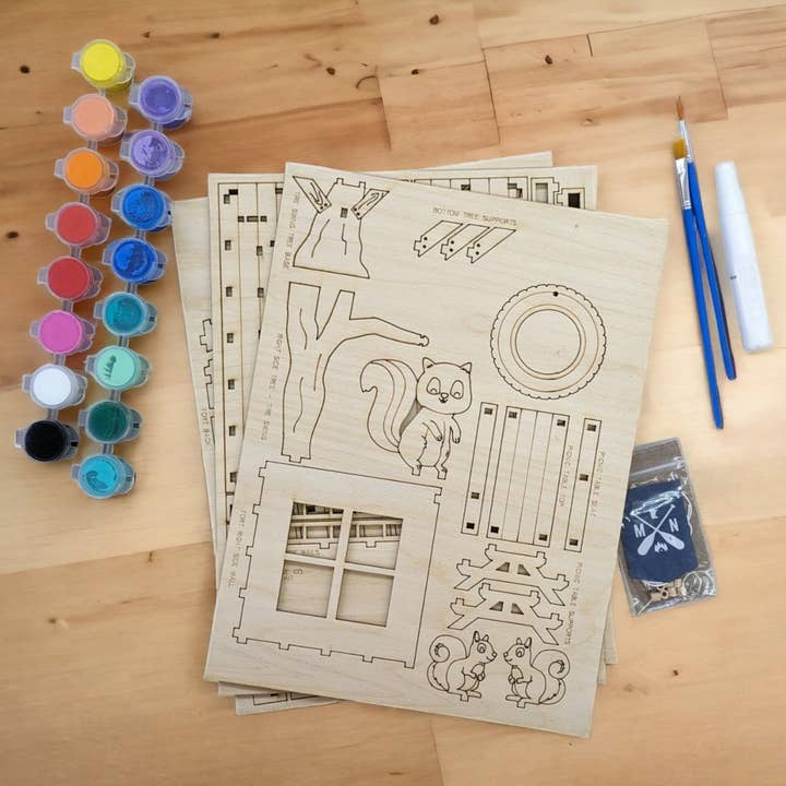 Woodsy Creative Co. - Wholesale DIY Craft Kit - Squirrel Treehouse 3D paintable DIY Kit3