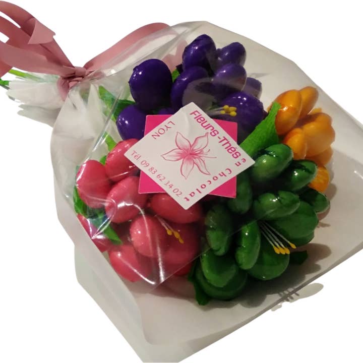 Fleurs-Thés en chocolat - Wholesale Chocolate Covered Sweets - Small peony in chocolate dragées2