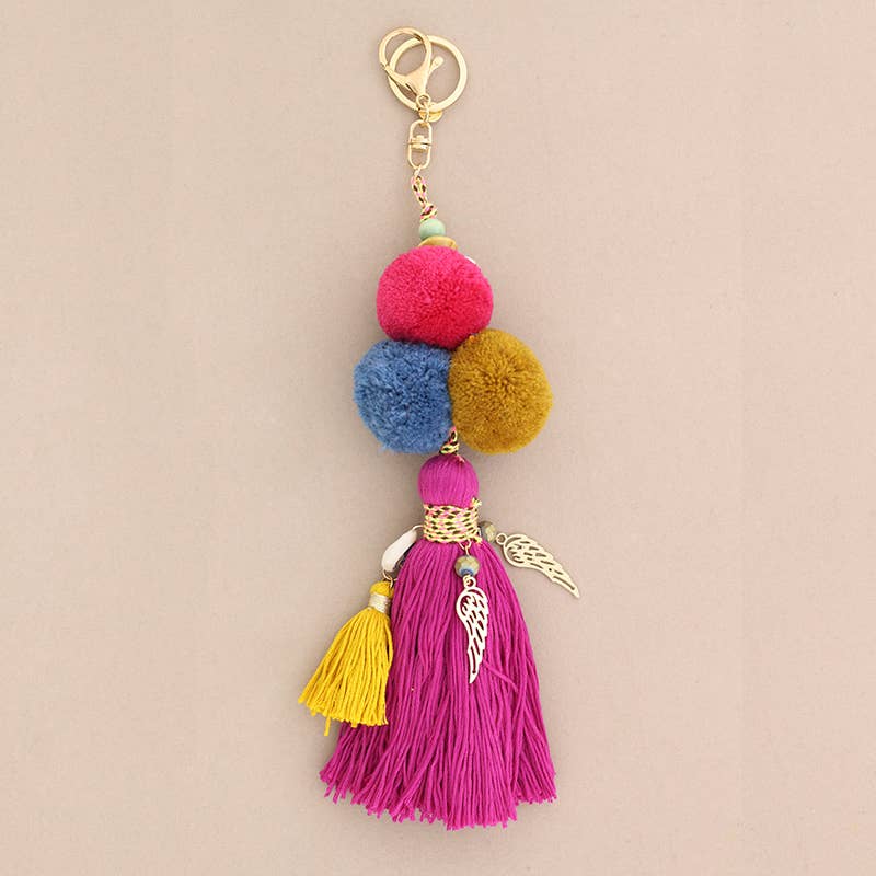 Sonata - Wholesale Keychain - Women's - Ethnic Keychain with Tassel Pompons3