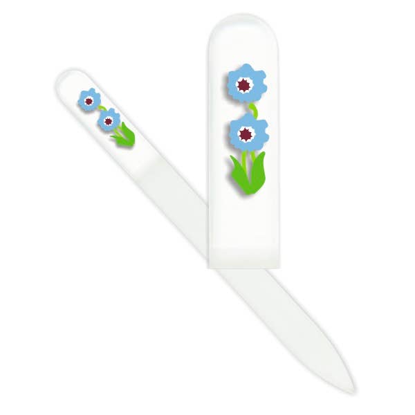 Double Blue Flower Glass Nail File for wholesale by Smart Charms