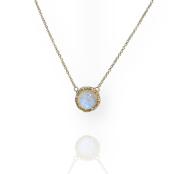 New Moon Necklace Moonstone In Gold for wholesale by Arivka Jewelry