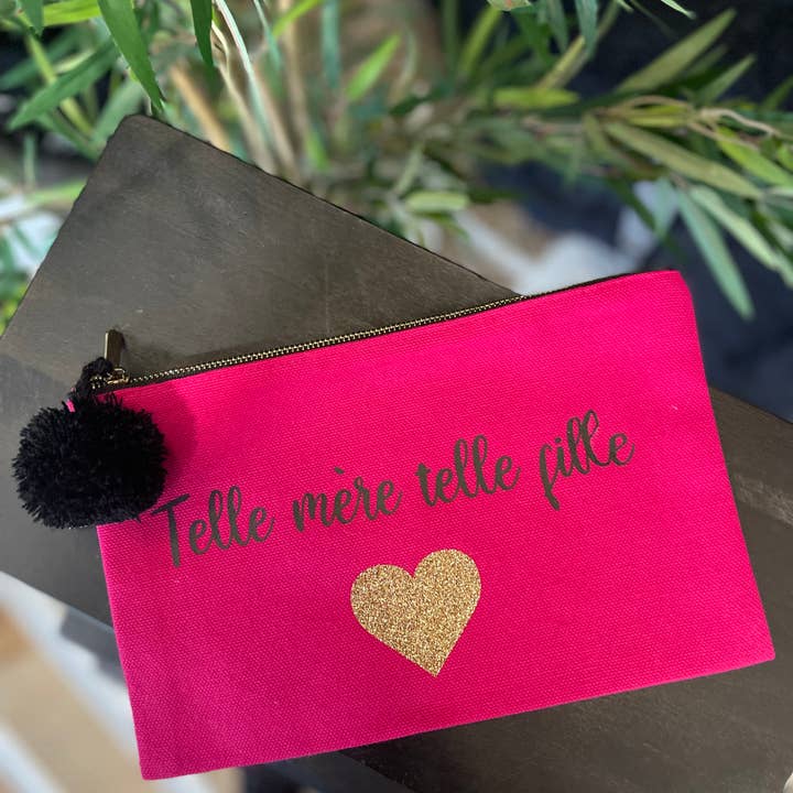 Toiles Chics - Wholesale Pouch - Women's - Fuchsia “Like Mother Like Daughter” Zipped Pouch