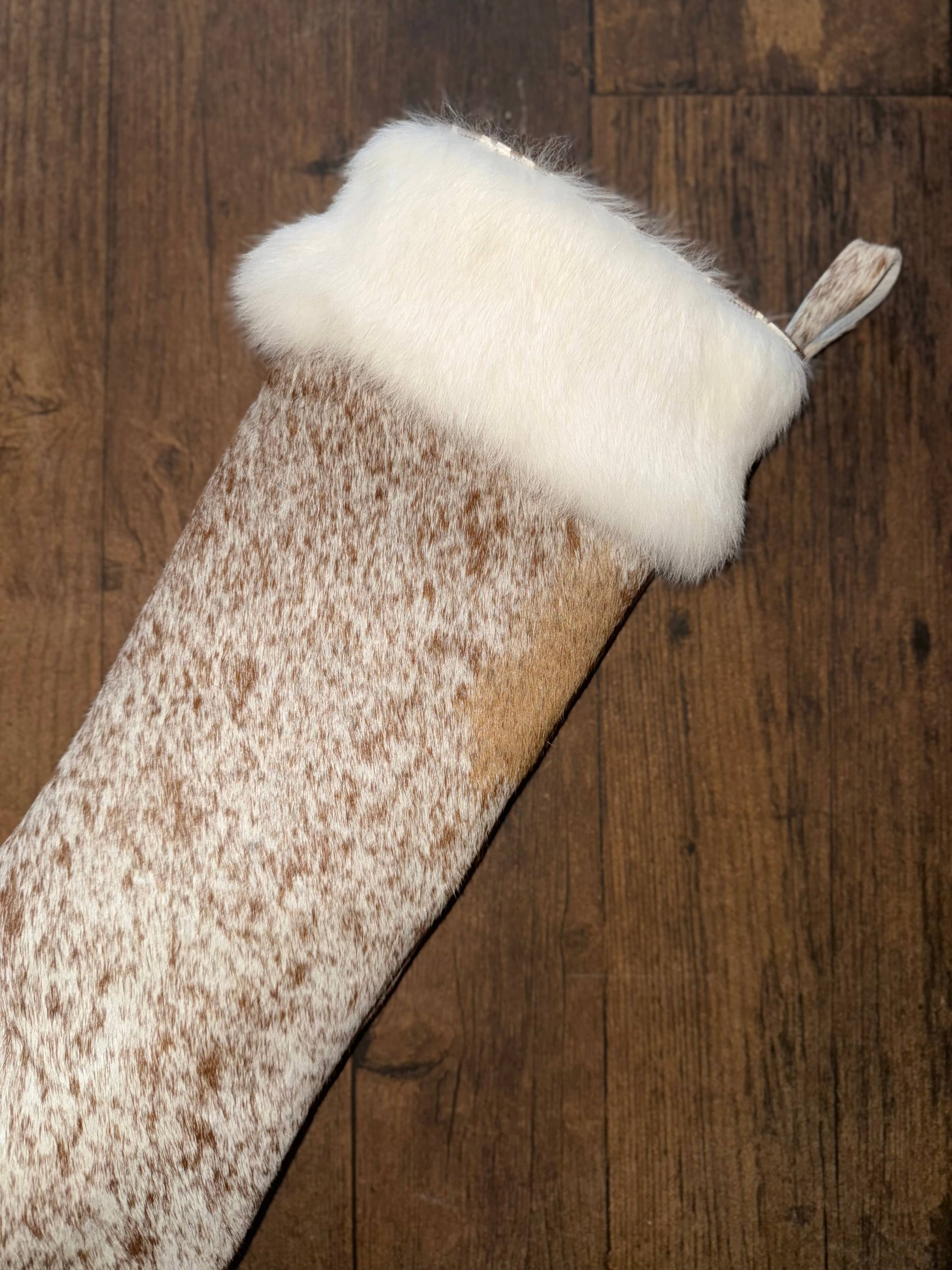 Valley Girl Co. - Wholesale Holiday Stocking - Genuine Cowhide and Rabbit Fur Christmas Stocking1