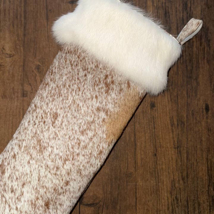 Valley Girl Co. - Wholesale Holiday Stocking - Genuine Cowhide and Rabbit Fur Christmas Stocking1